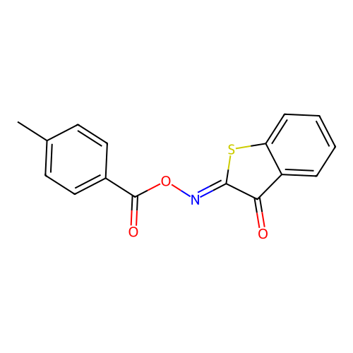 (Z)-2-(((4-methylbenzoyl)oxy)imino)benzo[b]thiophen-3(2H)-one structure