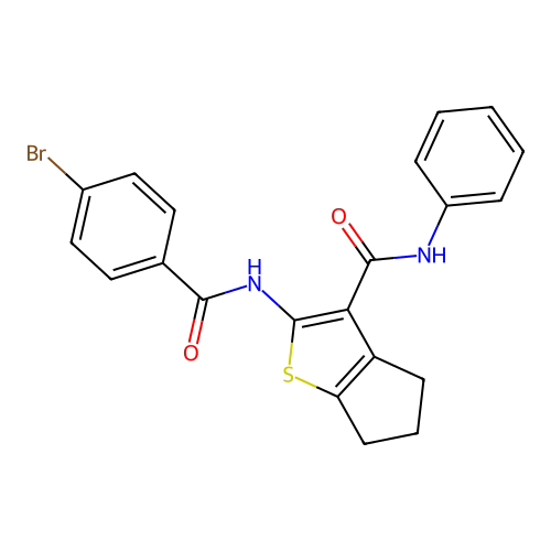 2-(4-bromobenzamido)-N-phenyl-4H,5H,6H-cyclopenta[b]thiophene-3-carboxamide structure