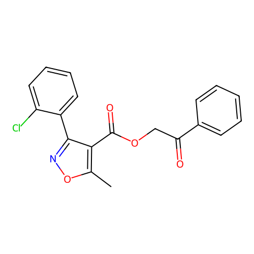 2-Oxo-2-phenylethyl 3-(2-chlorophenyl)-5-methylisoxazole-4-carboxylate structure