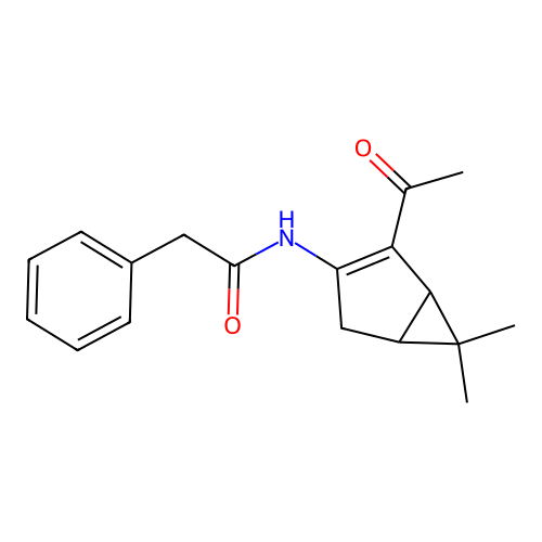 N-(2-acetyl-6,6-dimethylbicyclo[3.1.0]hex-2-en-3-yl)-2-phenylacetamide structure