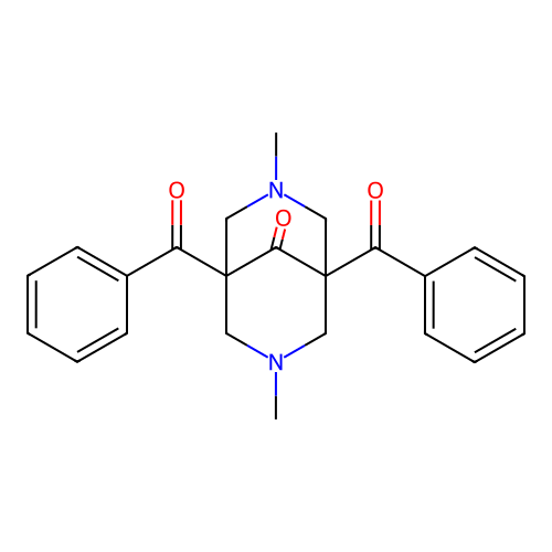 1,5-dibenzoyl-3,7-dimethyl-3,7-diazabicyclo[3.3.1]nonan-9-one structure