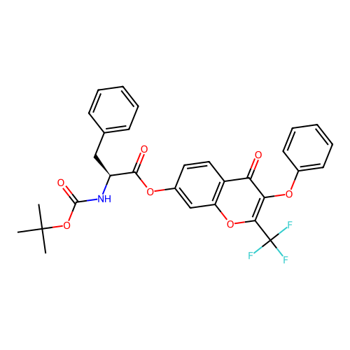 (S)-4-oxo-3-phenoxy-2-(trifluoromethyl)-4H-chromen-7-yl 2-((tert-butoxycarbonyl)amino)-3-phenylpropanoate structure