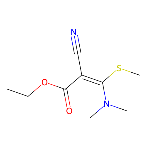 ethyl (E)-2-cyano-3-(dimethylamino)-3-methylsulfanylprop-2-enoate structure