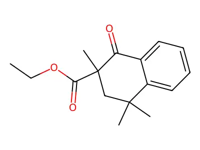 Ethyl 1-oxo-1,2,3,4-tetrahydro-2,4,4-trimethyl-2-naphthalenecarboxylate structure