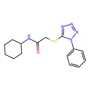 N-cyclohexyl-2-(1-phenyltetrazol-5-yl)sulfanylacetamide structure