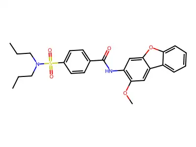 4-(dipropylsulfamoyl)-N-(2-methoxydibenzofuran-3-yl)benzamide structure