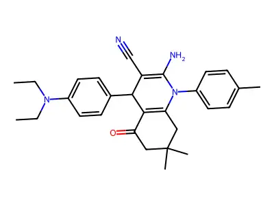 2-amino-4-[4-(diethylamino)phenyl]-7,7-dimethyl-1-(4-methylphenyl)-5-oxo-1,4,5,6,7,8-hexahydro-3-quinolinecarbonitrile structure