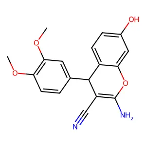 2-amino-4-(3,4-dimethoxyphenyl)-7-hydroxy-4H-chromene-3-carbonitrile structure