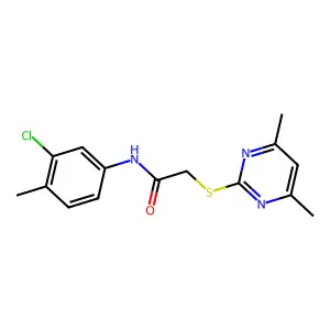 N-(3-Chloro-4-methylphenyl)-2-((4,6-dimethylpyrimidin-2-yl)thio)acetamide structure