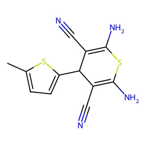 2,6-diamino-4-(5-methylthiophen-2-yl)-4H-thiopyran-3,5-dicarbonitrile structure