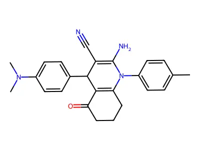 2-amino-4-[4-(dimethylamino)phenyl]-1-(4-methylphenyl)-5-oxo-1,4,5,6,7,8-hexahydro-3-quinolinecarbonitrile structure