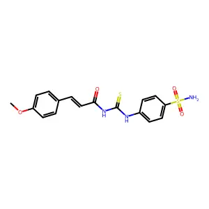 (E)-3-(4-methoxyphenyl)-N-[(4-sulfamoylphenyl)carbamothioyl]prop-2-enamide structure