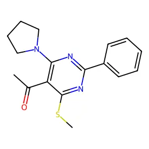 1-(4-Methylsulfanyl-2-phenyl-6-pyrrolidin-1-ylpyrimidin-5-yl)ethanone structure