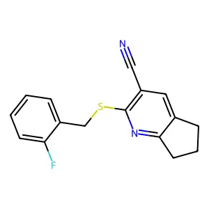 2-[(2-fluorobenzyl)sulfanyl]-6,7-dihydro-5H-cyclopenta[b]pyridine-3-carbonitrile structure