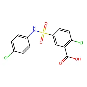 2-Chloro-5-[(4-chlorophenyl)sulfamoyl]benzoic acid structure