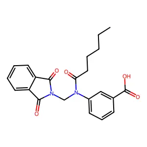 3-[(1,3-Dioxoisoindol-2-yl)methyl-hexanoylamino]benzoic acid structure