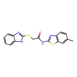 2-(1H-benzimidazol-2-ylsulfanyl)-N-(6-methyl-1,3-benzothiazol-2-yl)acetamide structure
