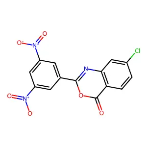 7-chloro-2-(3,5-dinitrophenyl)-4H-3,1-benzoxazin-4-one structure