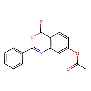 4-oxo-2-phenyl-4H-3,1-benzoxazin-7-yl acetate structure