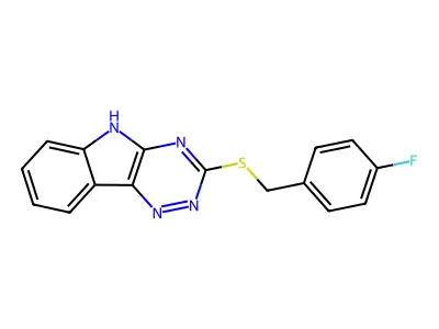 4-fluorobenzyl 5H-[1,2,4]triazino[5,6-b]indol-3-yl sulfide structure