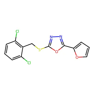 2-[(2,6-Dichlorophenyl)methylsulfanyl]-5-(furan-2-yl)-1,3,4-oxadiazole structure