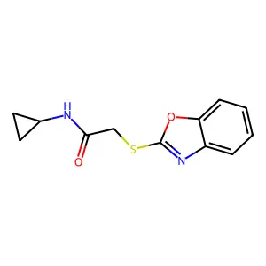 2-(1,3-benzoxazol-2-ylsulfanyl)-N-cyclopropylacetamide structure