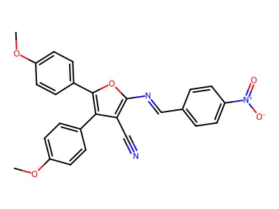 4,5-Bis(4-methoxyphenyl)-2-[[(4-nitrophenyl)methylene]amino]-3-furancarbonitrile structure