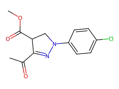 methyl 3-acetyl-1-(4-chlorophenyl)-4,5-dihydro-1H-pyrazole-4-carboxylate structure