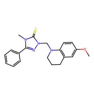 2-[(6-methoxy-3,4-dihydro-2H-quinolin-1-yl)methyl]-4-methyl-5-phenyl-1,2,4-triazole-3-thione structure