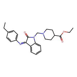 Ethyl 1-[[3-(4-ethylphenyl)imino-2-oxoindol-1-yl]methyl]piperidine-4-carboxylate structure
