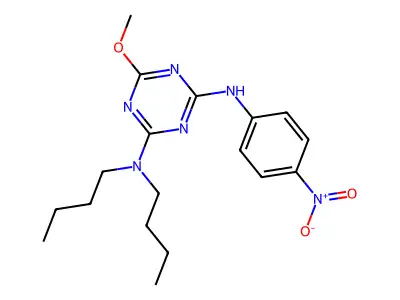 2-(Dibutylamino)-4-{4-nitroanilino}-6-methoxy-1,3,5-triazine structure