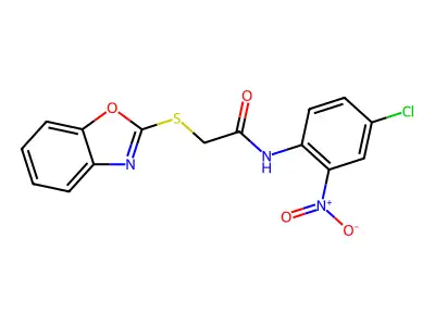 2-(1,3-benzoxazol-2-ylsulfanyl)-N-(4-chloro-2-nitrophenyl)acetamide structure