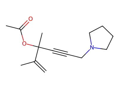 2,3-Dimethyl-6-(pyrrolidin-1-yl)hex-1-en-4-yn-3-yl acetate structure