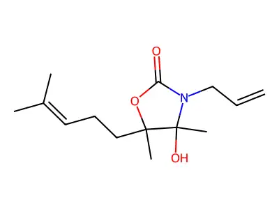 3-Allyl-4-hydroxy-4,5-dimethyl-5-(4-methyl-3-pentenyl)-1,3-oxazolidin-2-one structure