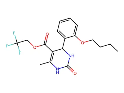 2,2,2-trifluoroethyl 4-(2-butoxyphenyl)-6-methyl-2-oxo-1,2,3,4-tetrahydropyrimidine-5-carboxylate structure