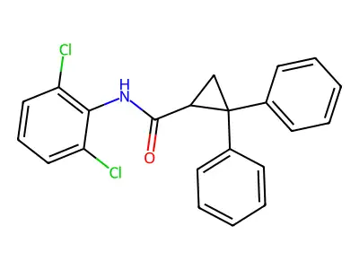 N-(2,6-dichlorophenyl)-2,2-diphenylcyclopropanecarboxamide structure