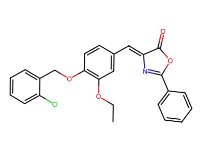 4-{4-[(2-chlorobenzyl)oxy]-3-ethoxybenzylidene}-2-phenyl-1,3-oxazol-5(4H)-one structure