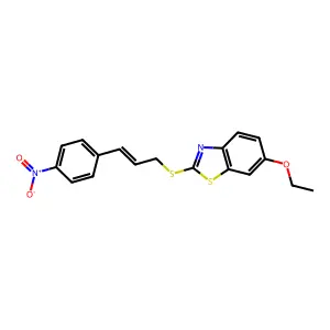 6-ethoxy-2-[(E)-3-(4-nitrophenyl)prop-2-enyl]sulfanyl-1,3-benzothiazole structure