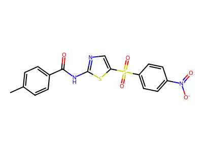 4-methyl-N-(5-((4-nitrophenyl)sulfonyl)thiazol-2-yl)benzamide structure