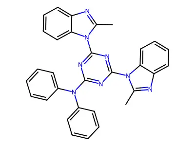 4,6-bis(2-methyl-1H-benzimidazol-1-yl)-N,N-diphenyl-1,3,5-triazin-2-amine structure