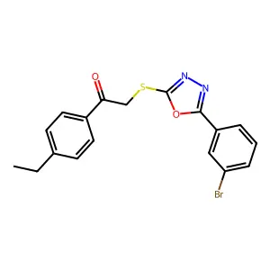 2-[[5-(3-Bromophenyl)-1,3,4-oxadiazol-2-yl]sulfanyl]-1-(4-ethylphenyl)ethanone structure