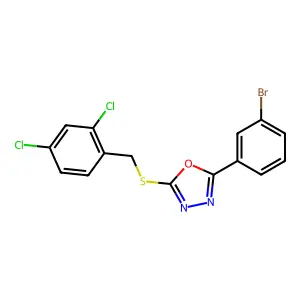 2-(3-Bromophenyl)-5-[(2,4-dichlorophenyl)methylsulfanyl]-1,3,4-oxadiazole structure