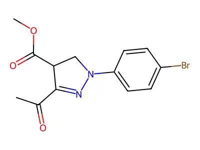 methyl 3-acetyl-1-(4-bromophenyl)-4,5-dihydro-1H-pyrazole-4-carboxylate structure