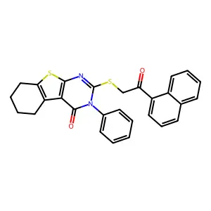 2-(2-naphthalen-1-yl-2-oxoethyl)sulfanyl-3-phenyl-5,6,7,8-tetrahydro-[1]benzothiolo[2,3-d]pyrimidin-4-one structure