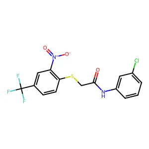 N-(3-chlorophenyl)-2-[2-nitro-4-(trifluoromethyl)phenyl]sulfanylacetamide structure