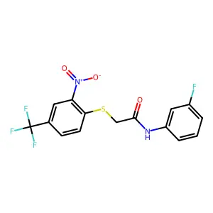 N-(3-fluorophenyl)-2-{[2-nitro-4-(trifluoromethyl)phenyl]sulfanyl}acetamide structure