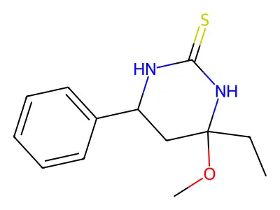 4-Ethyl-4-methoxy-6-phenyl-1,3-diazinane-2-thione structure