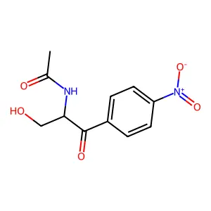 N-(1-(hydroxymethyl)-2-(4-nitrophenyl)-2-oxoethyl)acetamide structure