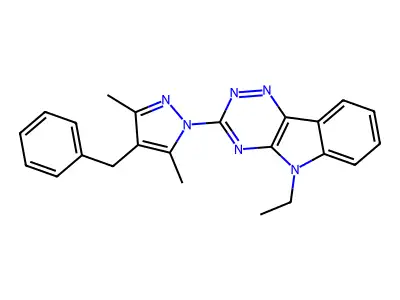 3-(4-Benzyl-3,5-dimethylpyrazol-1-yl)-5-ethyl-[1,2,4]triazino[5,6-b]indole structure