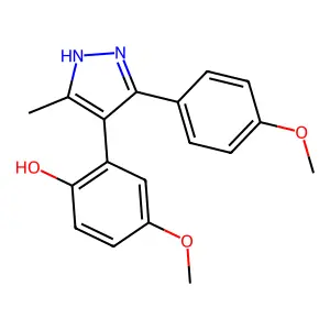 4-methoxy-2-[3-(4-methoxyphenyl)-5-methyl-1H-pyrazol-4-yl]phenol structure